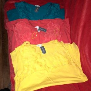 Set of 3 Pretty Scalloped Lace Tank Tops Size 1X